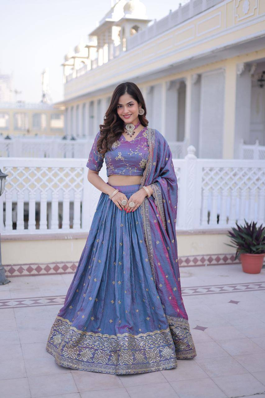 KA 5066 Silk Blue Online lehenga choli supplier in Surat